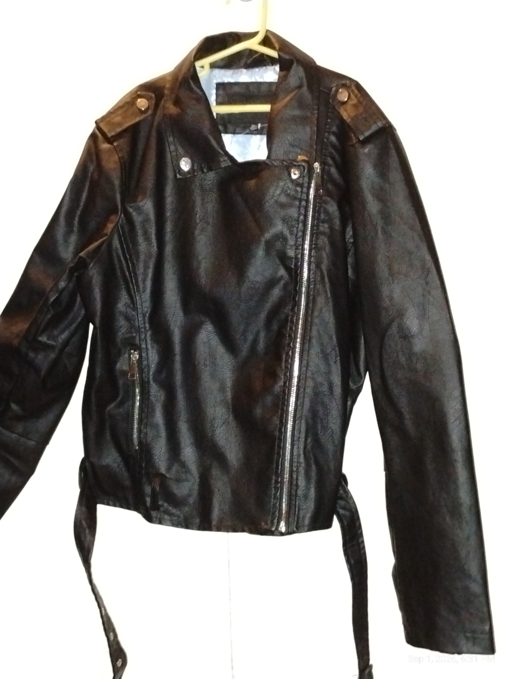 Fashion Nova Black Faux Leather Asymmetrical Zip Jacket